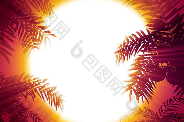复古的未来主义的背景棕榈树背景太阳风格电脑图形背景完美的主题出席