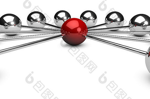 白底红球三维网络概念