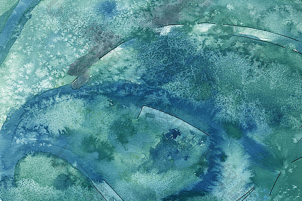 冷蓝色的水彩背景垃圾自然艺术背景纹理水彩漩涡溅盐点