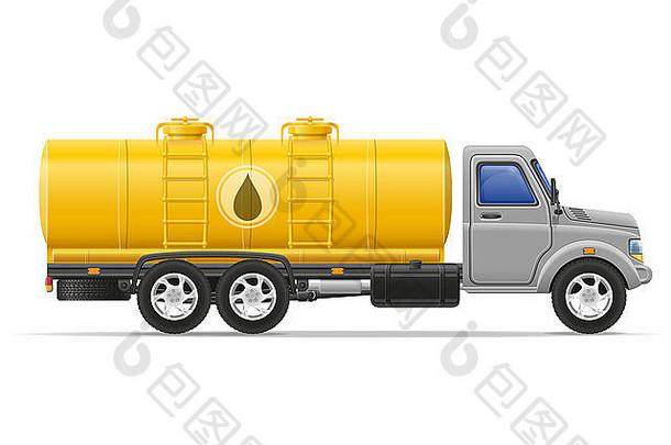 带储罐的货车，用于运输白色背景上隔离的液体