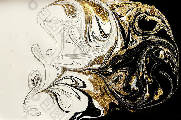 大理石摘要丙烯酸背景大理石花纹艺术作品纹理玛瑙涟漪模式黄金粉