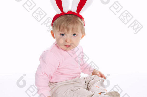 有兔子耳朵的可爱小女孩