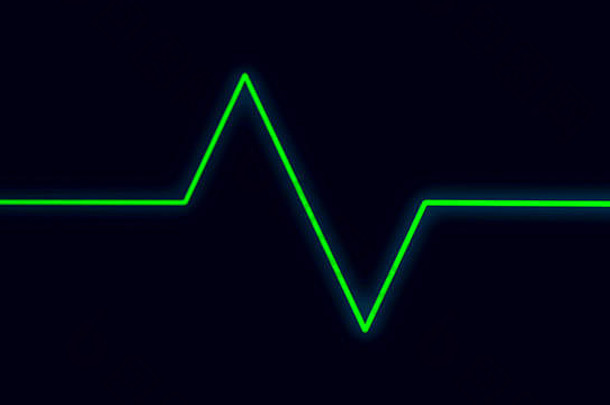 心电图屏幕上的绿色心跳脉冲，心电图ECG心脏保健概念
