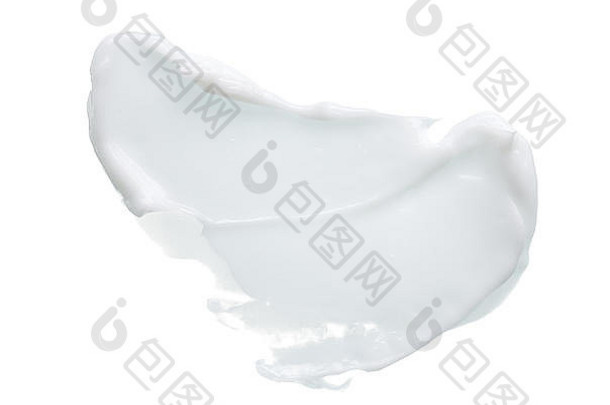 白色质地和涂抹在白色背景上的面霜或白色丙烯酸漆