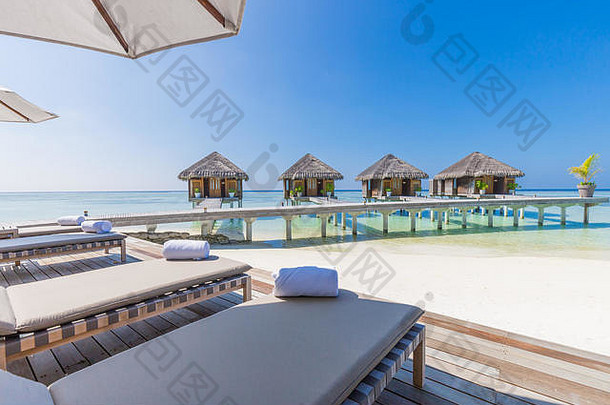 奢侈品水别墅马尔代夫热带度假胜地酒店背景异国情调的旅行目的地