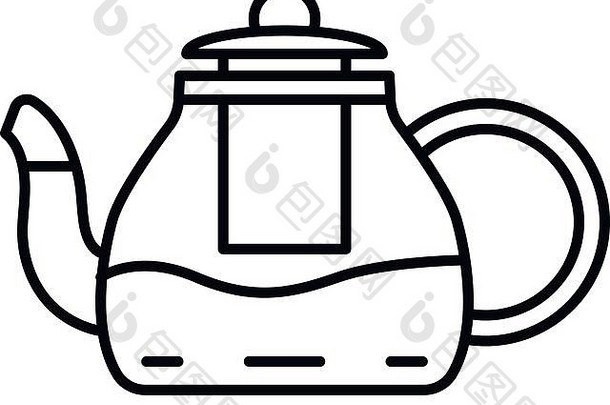 厨房茶壶图标大纲风格