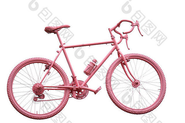 体育运动自行车粉红色的白色背景