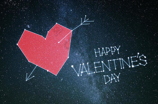 快乐情人节一天问候卡红色的心刻字黑色的背景
