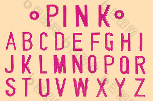 粉红色的字体。复古的风格字体。脸字体。类型信