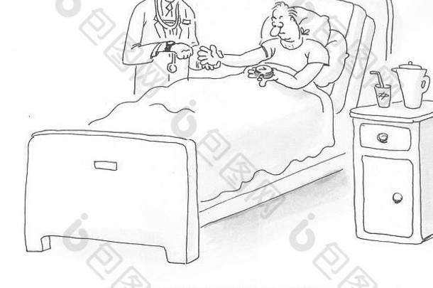 关于检查脉搏的医学漫画。