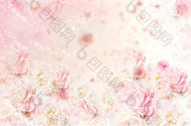 粉红色的玫瑰花无缝的模式艺术装饰背景花