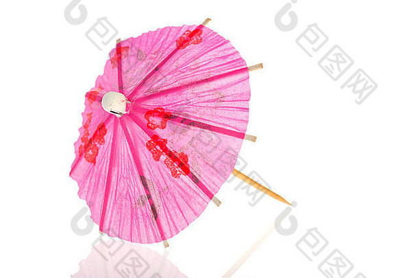 白色底色的粉红色中国纸阳伞