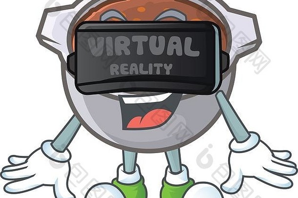 白色背景上的虚拟现实烘焙豆