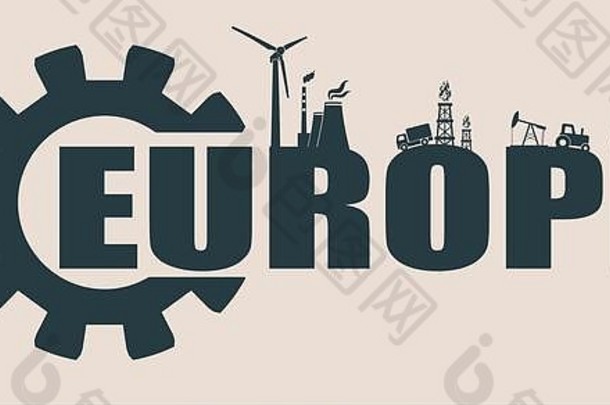能源和电力图标。欧洲词