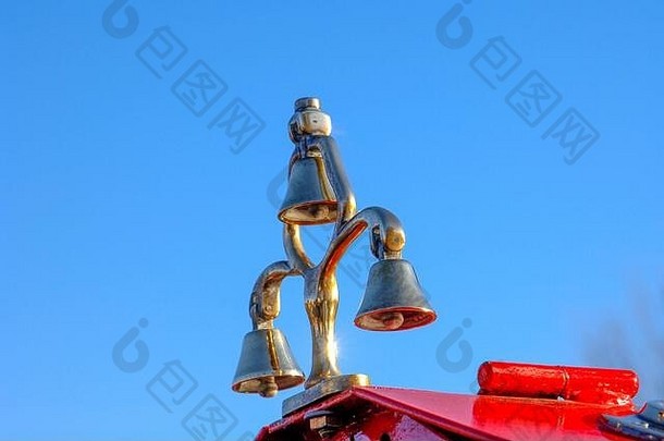 黄铜钟装修传统的narrowboat水路埃尔斯米尔萨罗普羊