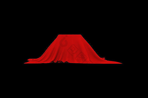 长方形物体，覆盖红布，黑色