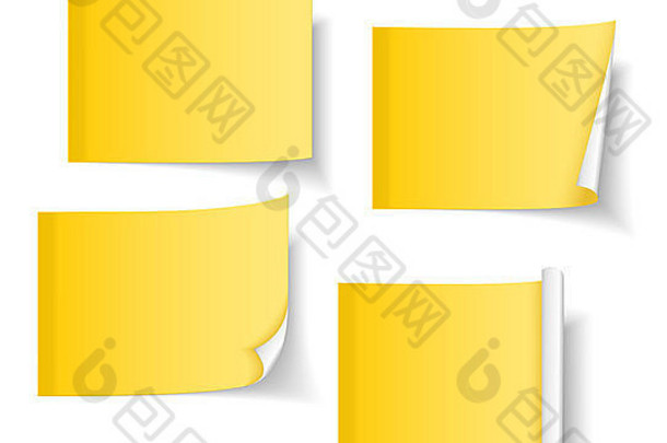 四种不同的黄色便笺
