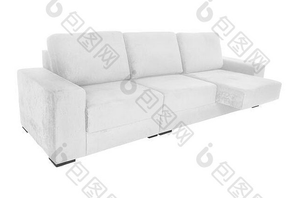 工作室拍摄美丽的现代沙发孤立的白色背景