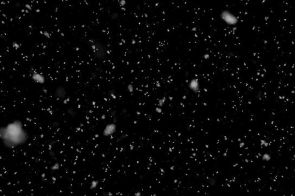 在黑色背景上隔离的缓慢落雪，用于构图、运<strong>动图</strong>形、大<strong>小雪</strong>花、隔离落雪