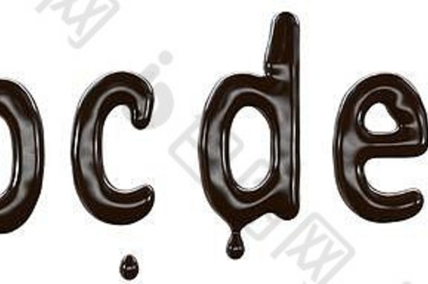 巧克力字体。食物类型甜蜜的设计渲染信使美味的黑暗巧克力