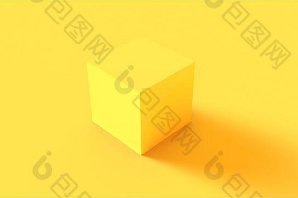 黄色立方体3d插图3d渲染