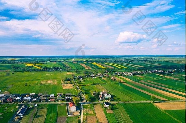 空中视图绿色农业场发誓地区西里西亚省波兰