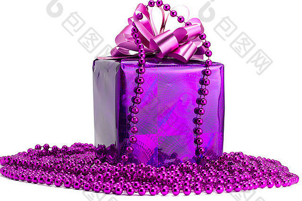 紫罗兰色的礼物点缀白色孤立的背景