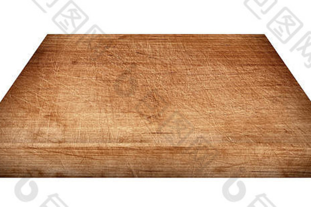 棕色木板，桌面与白色背景隔离