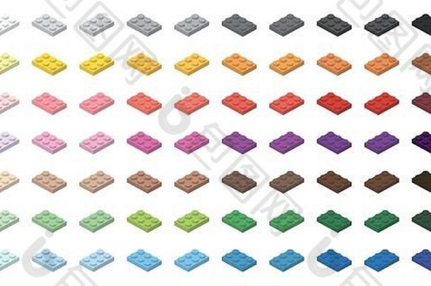 孩子们砖玩具简单的色彩斑斓的砖低孤立的白色背景