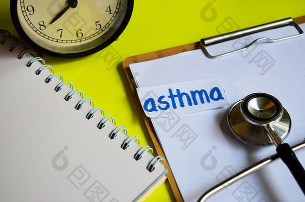哮喘医疗保健概念灵感黄色的背景