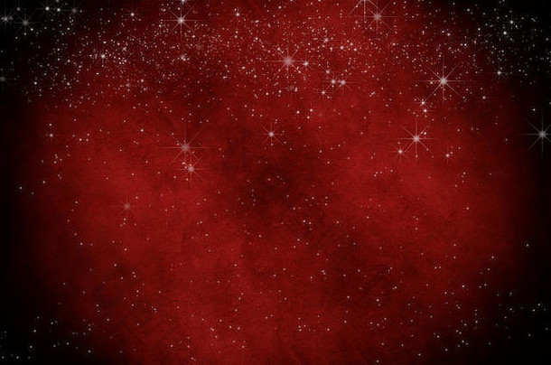 圣诞节背景纹理白色星星撒黑暗红色的羊皮纸装饰图案更大的明星密度前边缘