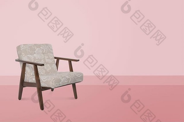 扶手椅墙壁背景上的现代设计师座椅。纹理椅子。