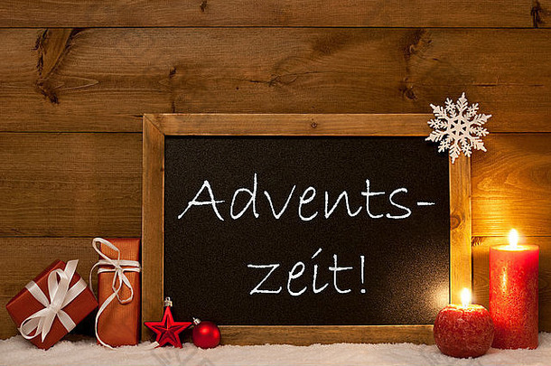 节日卡黑板上雪Adventszeit圣诞节时间
