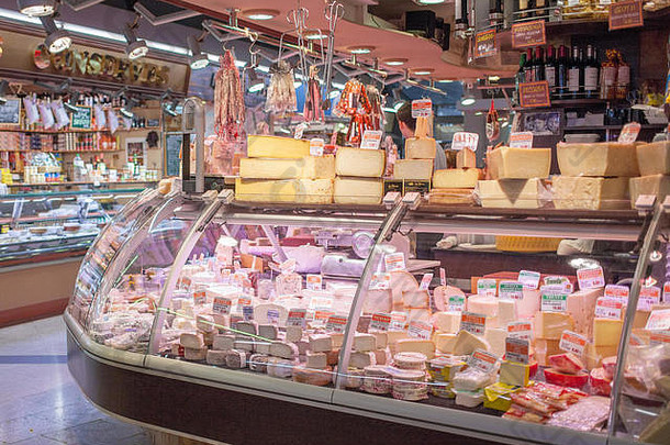 奶酪摊位市场巴塞罗那