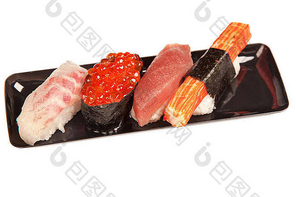 日本海鲜寿司，白色背景