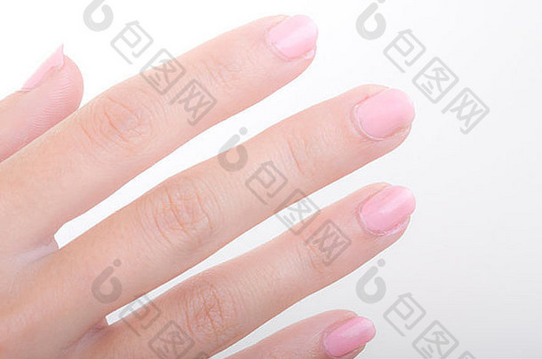 细节手粉红色的画手指指甲