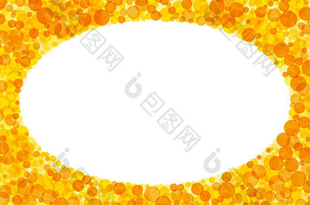 椭圆形框架背景使黄色的橙色点明亮的半透明的点形成矩形框架白色椭圆空间内部