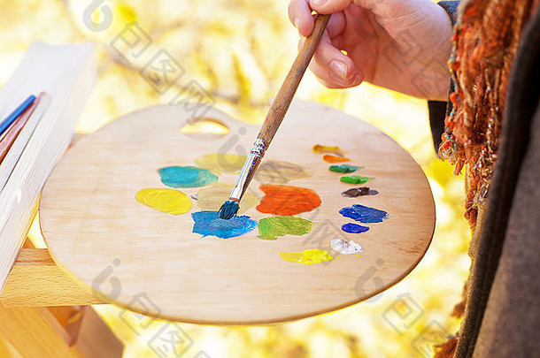 艺术家混合油漆颜色调色板