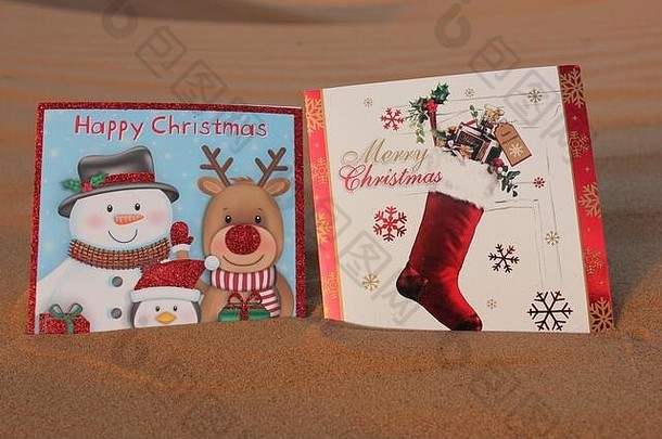 圣诞节问候卡片沙漠沙子沙丘快乐圣诞节快乐圣诞节圣诞节快乐假期赛季的快乐一年概念