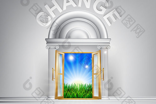 改变通过概念概念上的插图快乐翠绿的未来通过开放场郁郁葱葱的绿色草