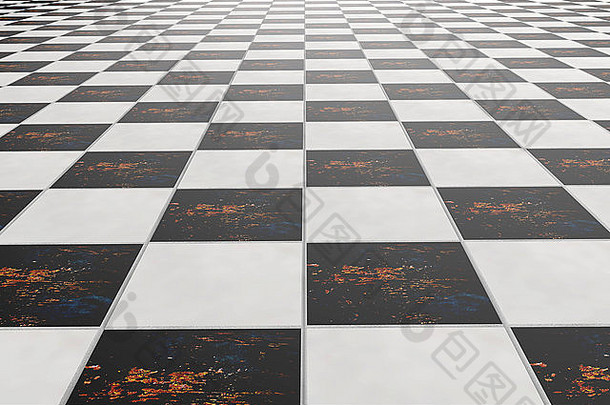 乡村瓷砖地板的三维渲染