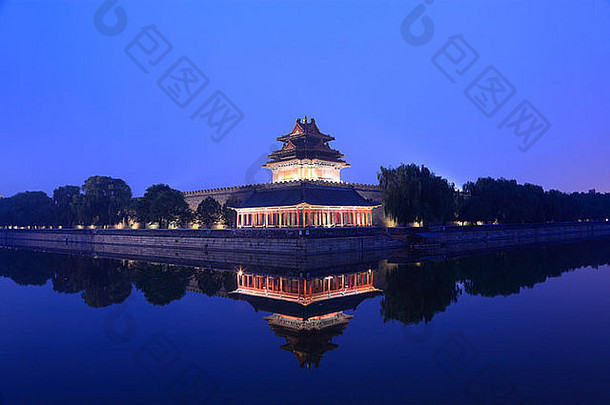 中国北京紫禁城，黄昏时分