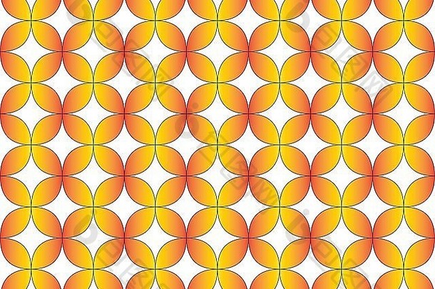 无缝的几何重复模式花镶嵌橙色黄色的梯度填满颜色