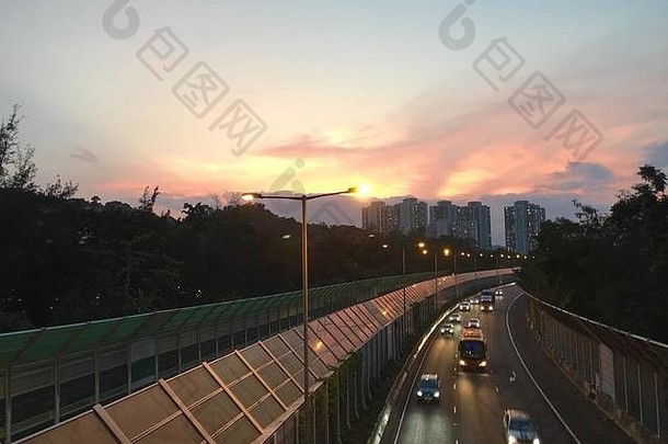 日落在香港香港高速公路