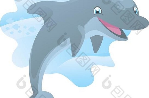 微笑的海豚快乐地跳出水面。