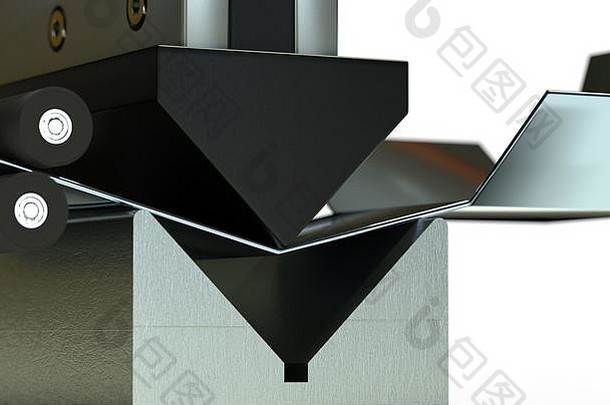 折弯金属板，折弯机3d渲染