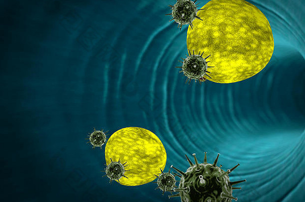 插图人类免疫系统攻击病毒巨噬细胞脂肪细胞内部血船白色血细胞内部血船