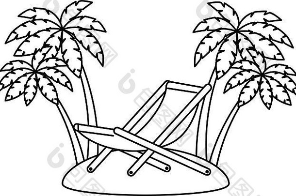 带海景的木制沙滩椅