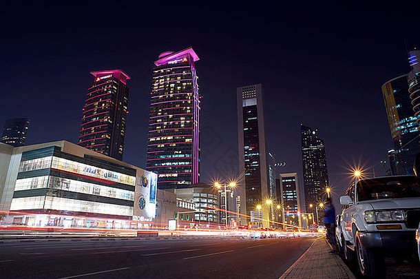 <strong>卡塔尔</strong>多哈Al-Dafna地区的西湾建筑。市中心购物中心。