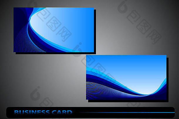 业务卡片波行蓝色的背景
